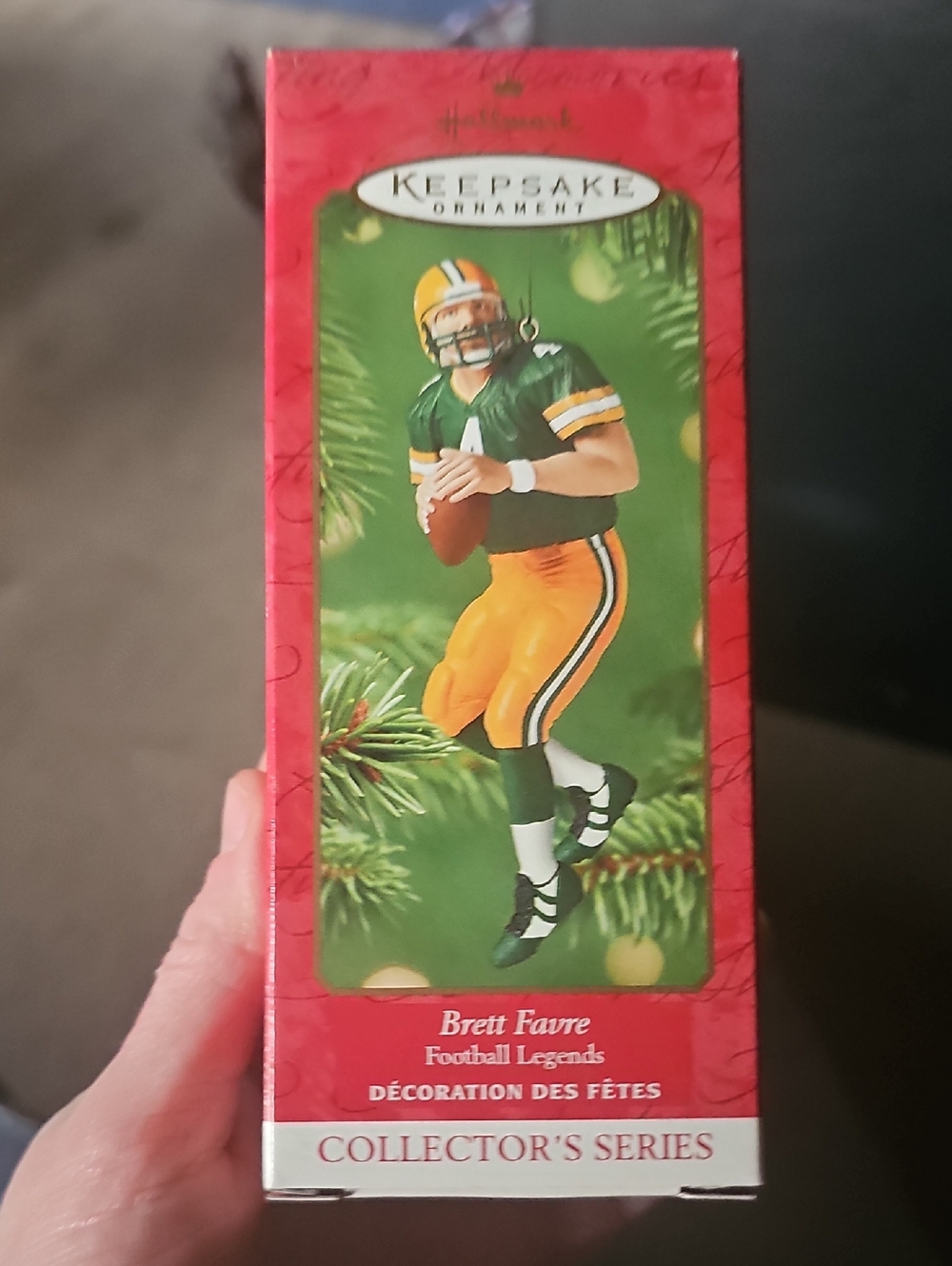 Hallmark Brett Favre Football Ornament in Green and Gold